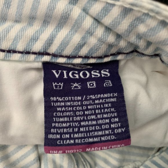 Vigoss Women's size 28W/29L Blue & White  "The Jagger" Skinny Striped Jeans - Picture 9 of 10